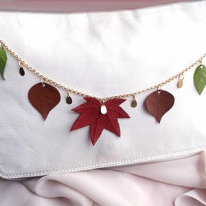 Blatt Taschenleder Anhänger - Statement Kette Ahornblatt Charme - Niedlicher Geldbeutel Anhänger - Urlaubsgeschenk - Weihnachtsgeschenk