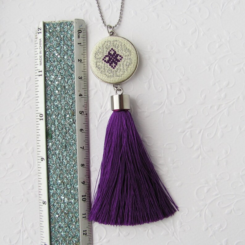Purple tassel necklace Clearance