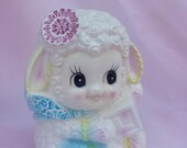 Vintage Baby Planter Lamb Mid Century Ceramic White Lamb Nursery Decor made by Relpo in Chicago Illinois Baby Gift Floral Container