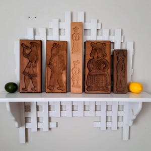 Vintage Wooden Cookie Mold Speculaas Springerle Baking Plank Large Hand Carved Cookie Press Folk Art Kitchen Décor Each Sold Separately