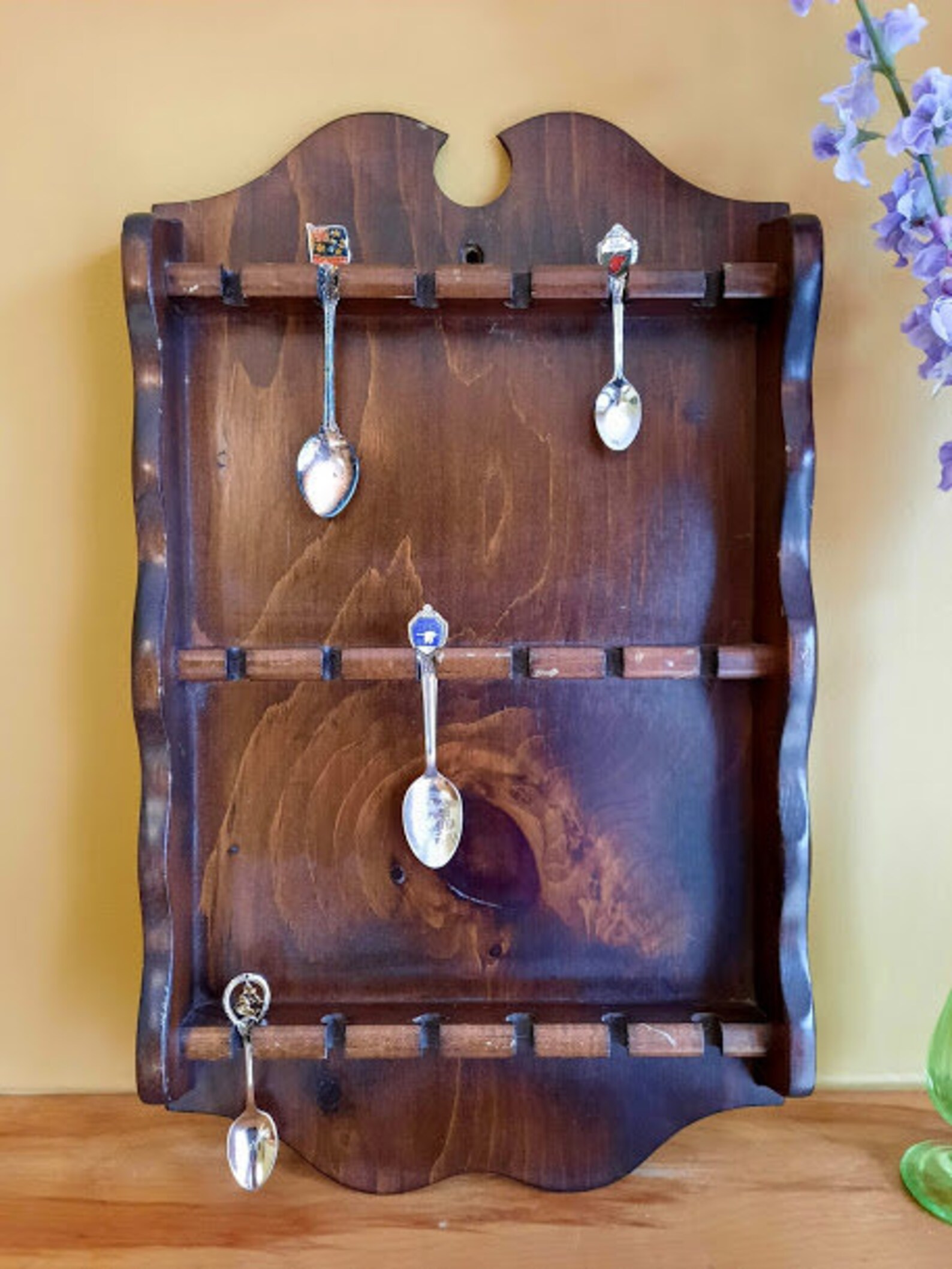 Wooden Spoon Rack Holds 18 Souvenir Spoons Farmhouse Kitchen Etsy