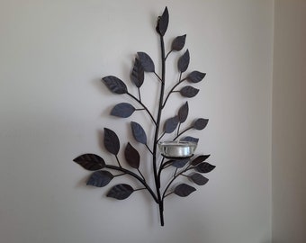 Nature Inspired Wall Sconces Branches OR Scrolling Wrought Iron Taper Candle Holders Mid Century Wall Luminaries 2 Styles Sold Separately