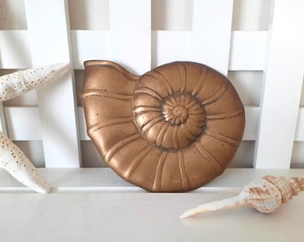Vintage Brass Conch Shell Nautical Wall Decor