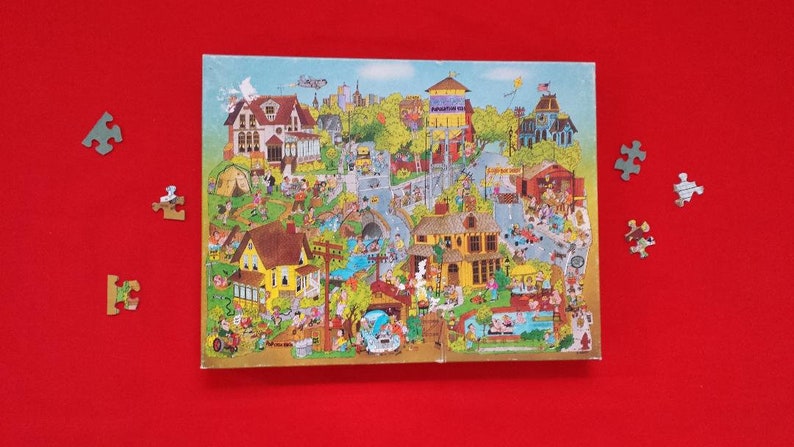 Springbok 500 Piece Puzzle Pops-Town Complete Nice Box vintage