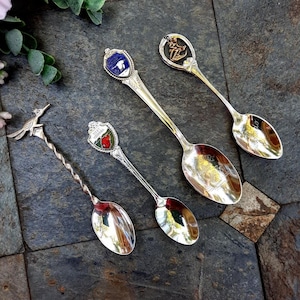 Vintage Souvenir Spoons Minnesota or Colorado or West Virginia or Sterling Silver Road Runner Spoon Rack Collector Spoons