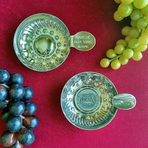 Vintage Wine Tastevin Silver Plated Wine Tasting Cup ALEXIS LICHINE Made in France OR Marche Aux Vins Beaune-Each Sold Separately