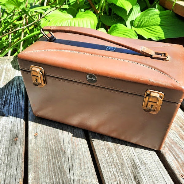 Vintage Luggage SHORTRIP Toiletries Case 1950's Era Brown Carry On Leather Luggage Top Grain Cowhide