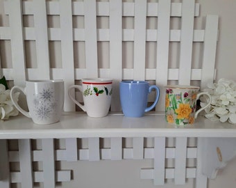 Vintage Assorted Coffee Mugs Corelle Coordinates Stoneware, Royal Norfolk Snowflakes, Royal Norfolk Holly and Mistletoe, Lenox Daffodil