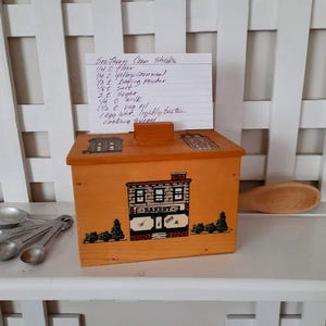 Vintage Recipe Card Box Painted Ladies Victorian Homes Wooden Box Recipe Box OR Dark Green Wooden Recipe Card Box Holds 3&quot; x 5&quot; Index Cards