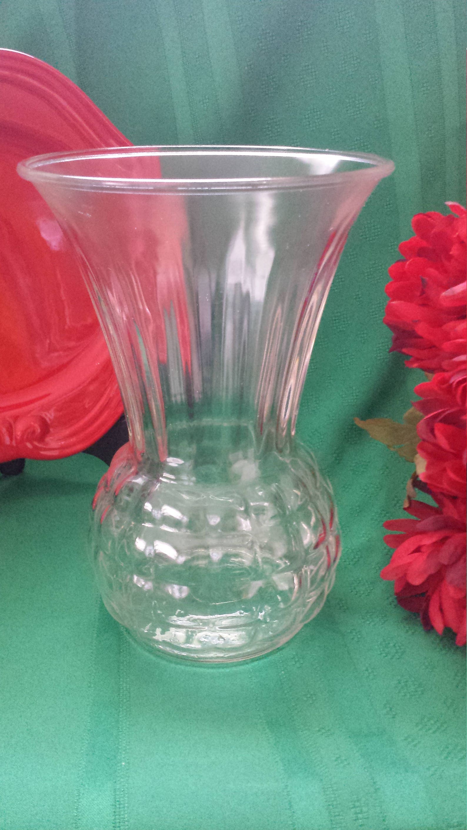 Depression Glass Green Pineapple Vase Anchor Hocking Flower Etsy