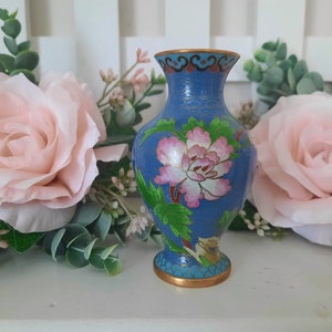 Vintage Cloisonne Miniature Brass Vase OR Art Deco Brass Vase Solid Brass Bud Vase Miniature Collectibles Flower Bud Vase