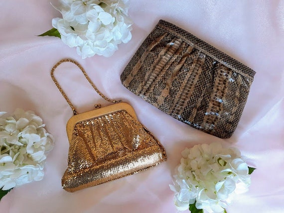 Genuine Python Snake Skin Purse Saks Fifth Avenue OR Mesh Whiting and Davis Co Gold Chain Mail Evening Bags Each Sold Separately Etsy