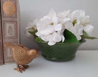 Vintage Haeger Pottery Green Planter Flower Pot OR McCoy Pottery Bowl 7528 Flower Shaped White Pot with Light Blue Glaze Ceramic Pottery