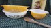 Vintage Casserole Dishes Pyrex Golden Tulip 024 OR Set of Two Yellow Orange Butterfly Flower Pyrex 441 and 443 Nesting Casseroles 