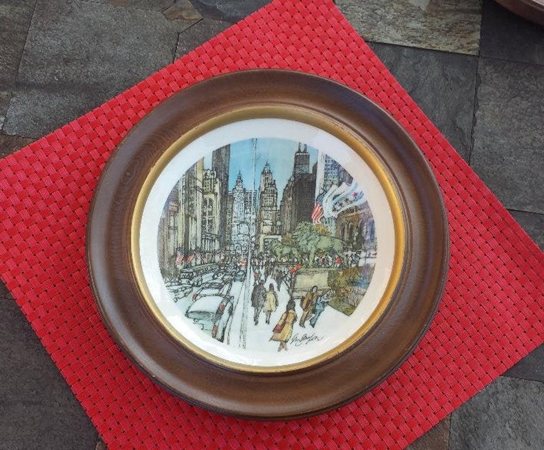 Chicago Collector Plates Michigan Ave at the Art Institute OR Etsy