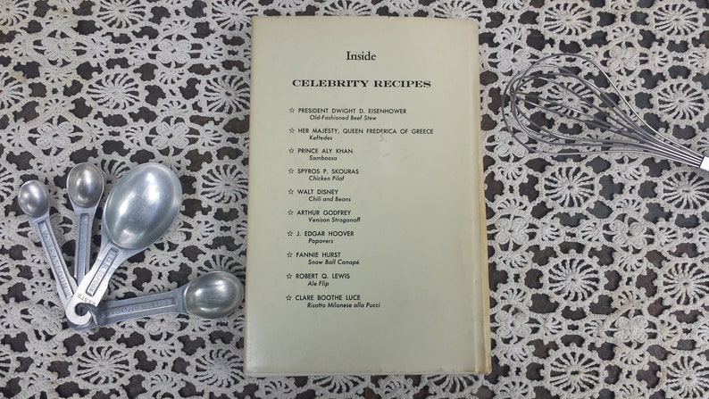 Vintage Cookbook Celebrity Recipes Compiled by Helen Dunn Hardcover 1958 Contains Many Photos of Movie Stars RARE 1950's Cookbook image 3