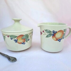 Vintage Corning Corelle ABUNDANCE Pattern Cream and Sugar Set 1980s