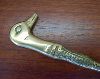 Vintage Solid Brass Shoe Horn Mallard Duck Design