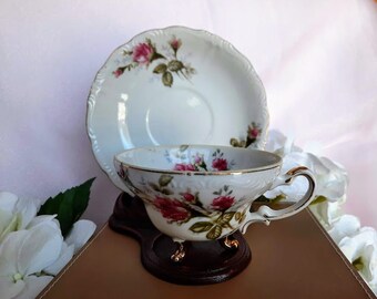 Vintage Teacup and Saucer Sets Queen Anne Fuchsia Made in England Or Footed Rose Teacup Made in Japan