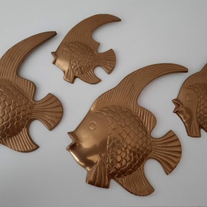 Vintage Brass Angel Fish Set of 4 Nautical Wall Decor