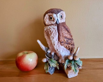 Vintage LEFTON China Owl Figurine 1985 Hand Painted Owl Statue