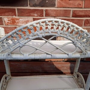White Wicker Rattan Shelf Two Tier Woven Stand Alone or Wall - Etsy