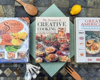 Large Cookbooks-Great American Cookbook Brand Name Recipes 1994 OR The Treasury of Creative Cooking 1992 OR Simply Delicious Cooking 2-1994