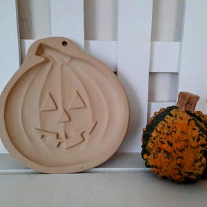 Stoneware Single Cookie Mold Brown Bag Cookie Art Jack O&#39; Lantern Or LONGABERGER Peace Angel 1993 Or Santa Or Birthday Cake Cookie Mold