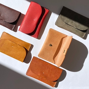 Portafoglio per carte minimalista, carta a colori holder_for ID CARD_Everyday carry_Italian Leather_Pueblo_gift per her_gift per him_small regalo