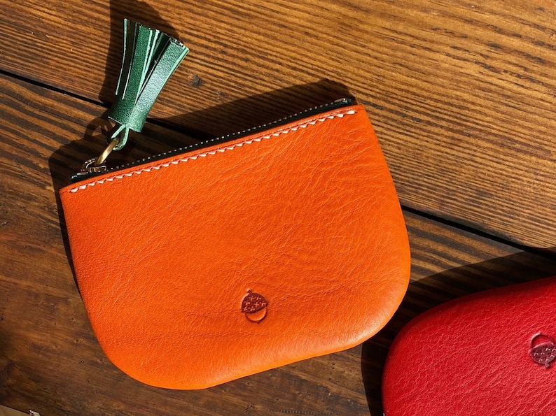 Gift for her/_Gift for kids Carro Carrot Zipper Wallet Women Green Tassel Orange Coin Purse Cute gift Leather Zipper Pouch/_Minimalist