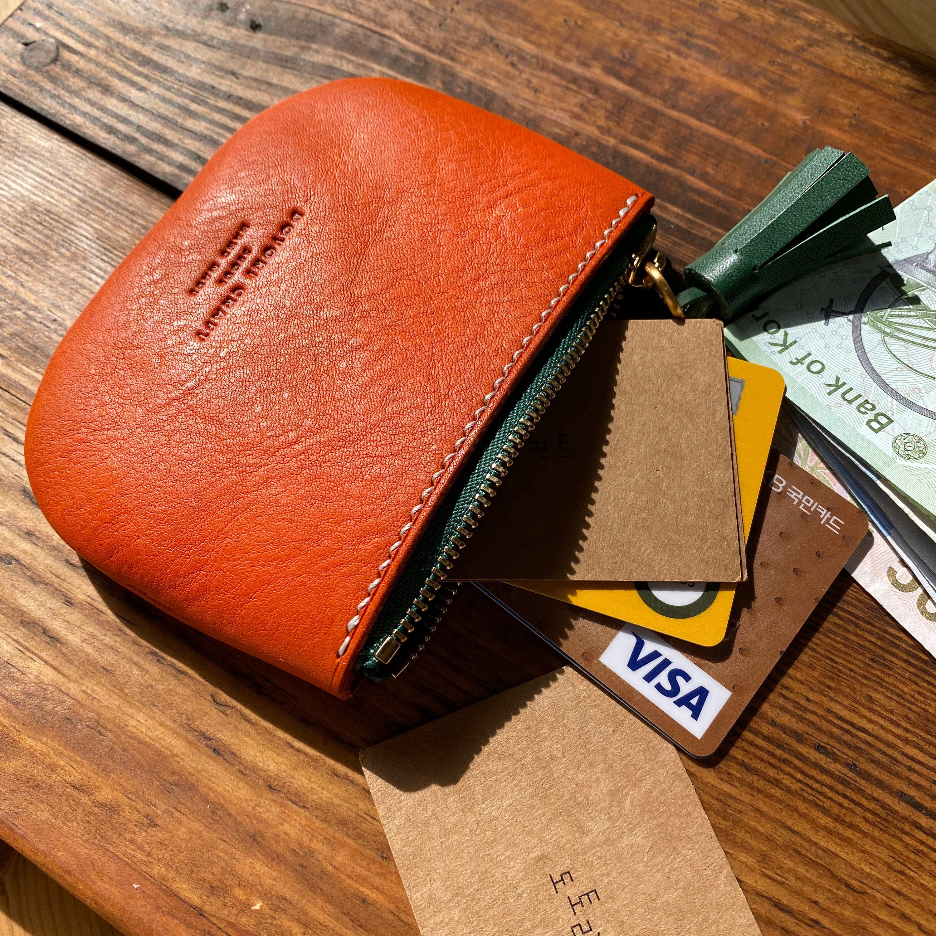 Leather Rabbit with Carrot Coin Purse with strap