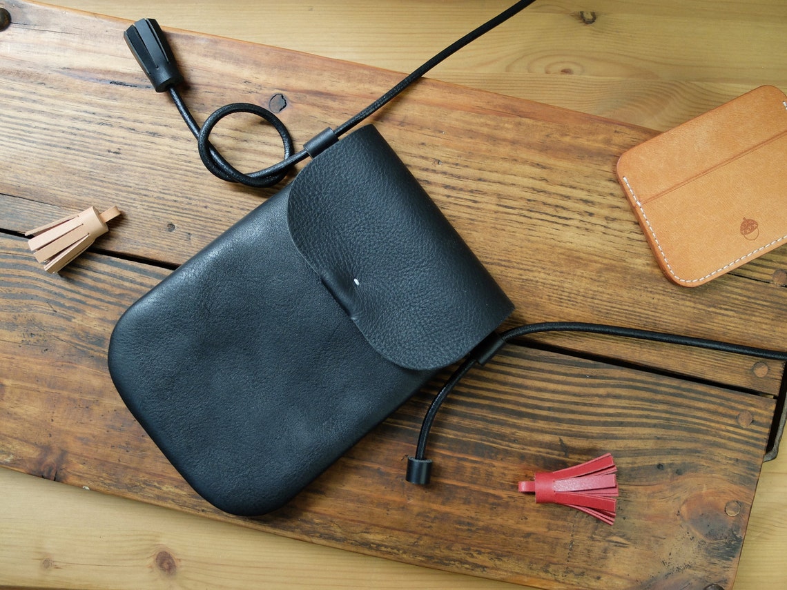 Leather Phone Bag _black, Leather Phone Case, Travel Leather Bag, Walk ...