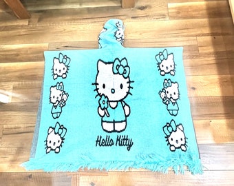 Blue Hello Kitty Poncho  Alpaca Blend