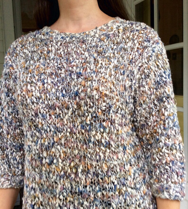 Hand Knit 1980/'s Rag Sweaterlooks great with jeans.