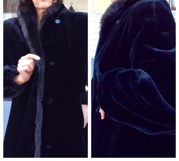 Vintage womens coat /look of black velvet.