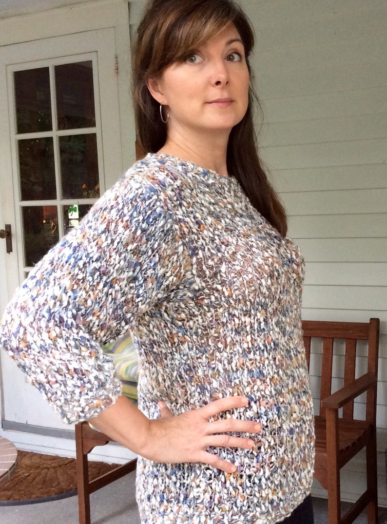 Hand Knit 1980/'s Rag Sweaterlooks great with jeans.
