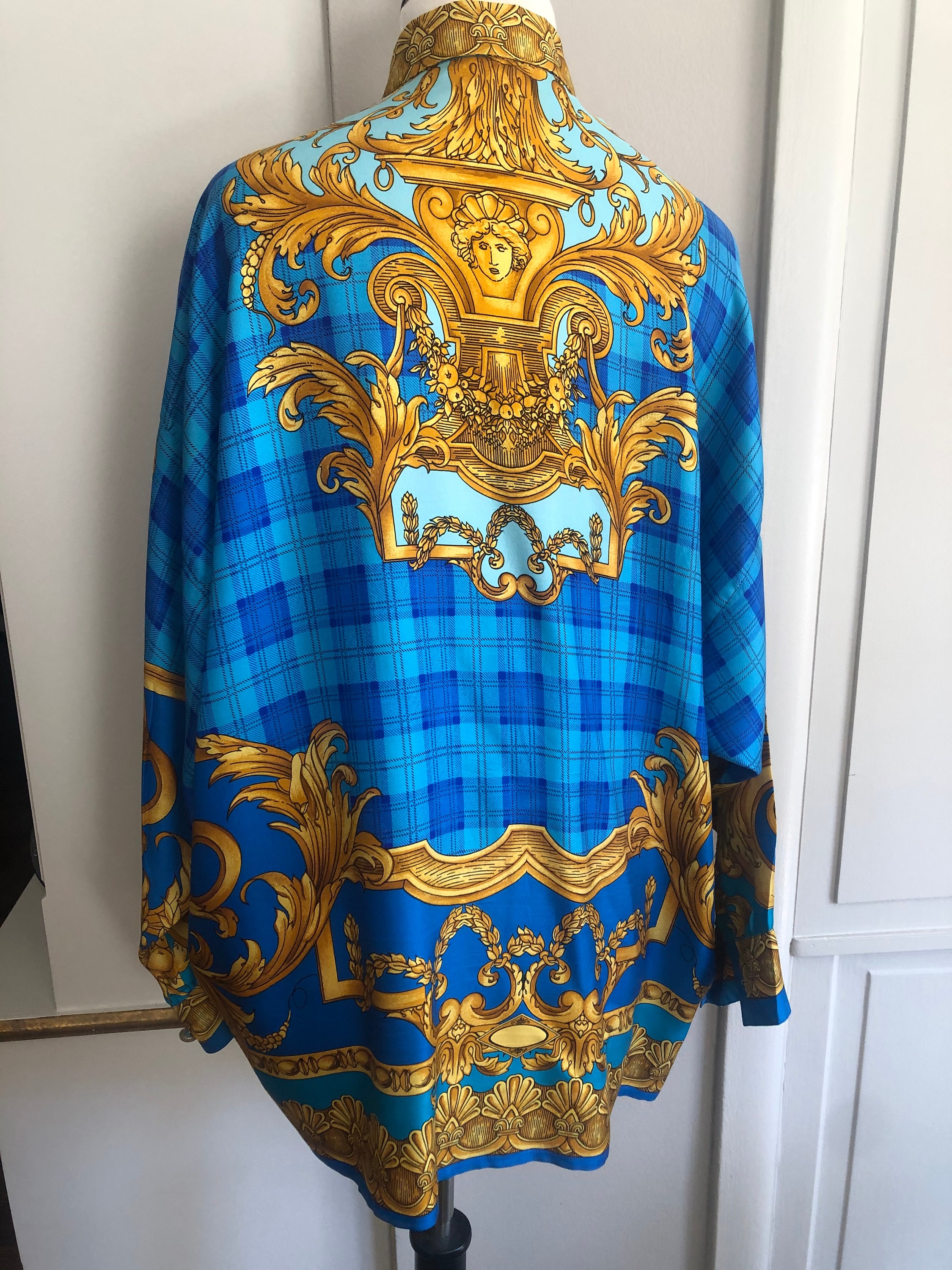 Versace - Istante Vintage Baroque Women Silk Shirt Blue