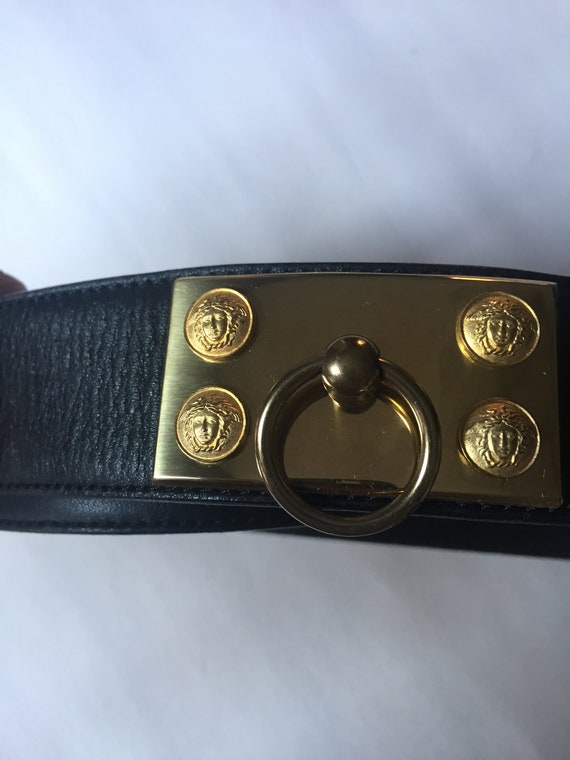 Gianni Versace Vintage Black Leather Belt with Go… - image 4