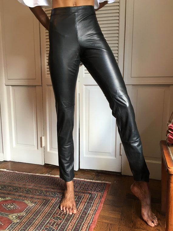 Gianni Versace Vintage Leather Ladies Pants with … - image 4