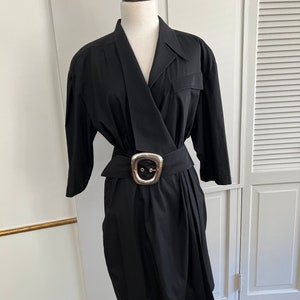 Thierry Mugler Stunning Vintage Black Cotton Gabardine Dress