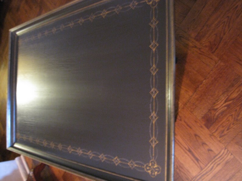 Vintage Table Tray Top Wood Painted Mat Black With Elegant Etsy