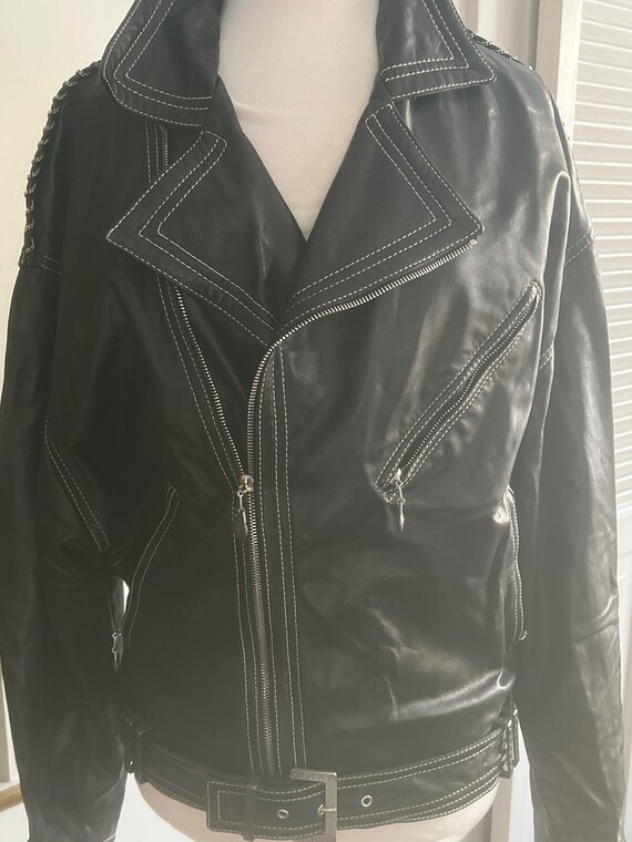 Leather blouson, men's size M genuine leather black type Vintage Second Hand