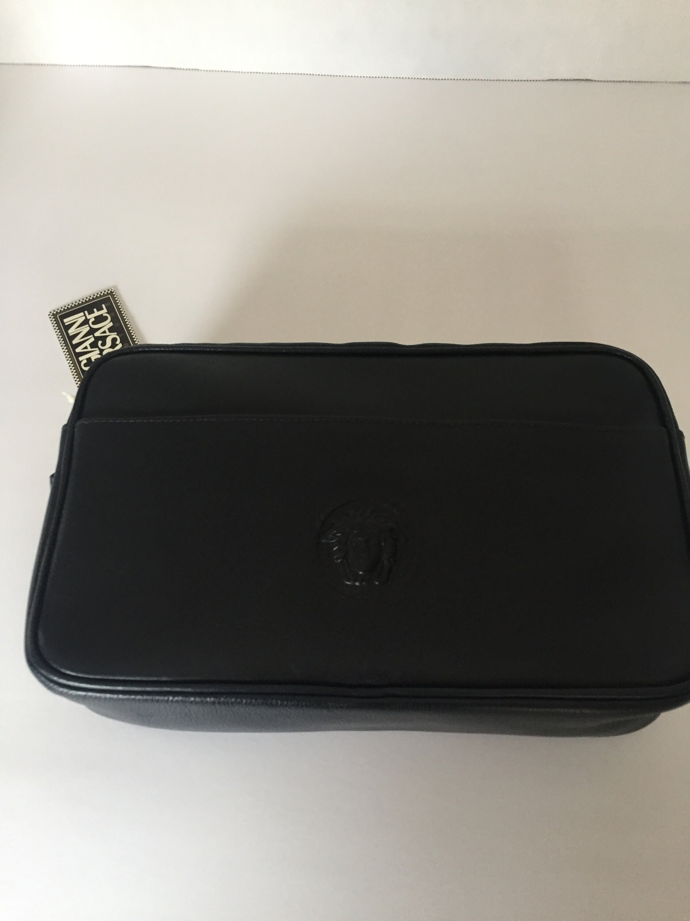Gianni Versace Unisex Vintage Leather Navy Blue Toiletry
