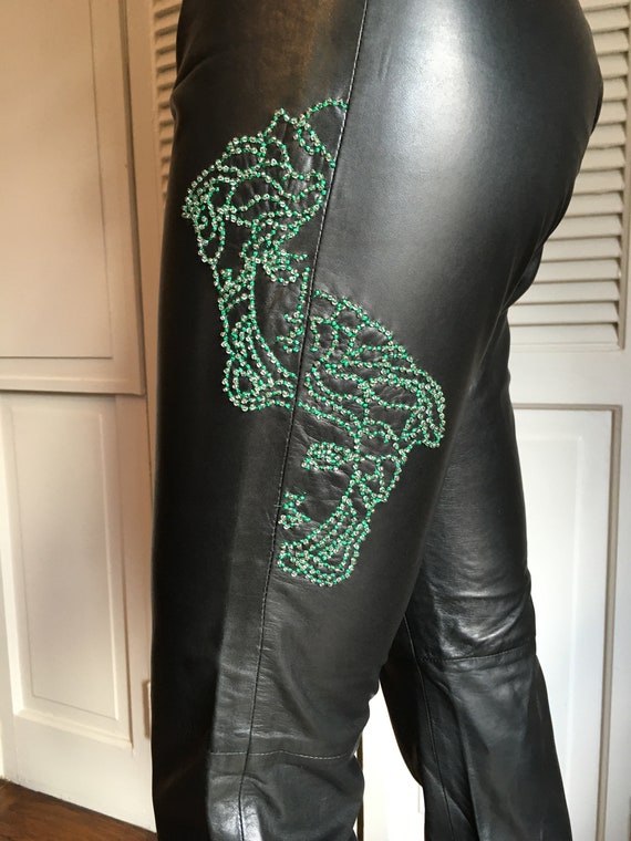 Gianni Versace Vintage Leather Ladies Pants with … - image 5