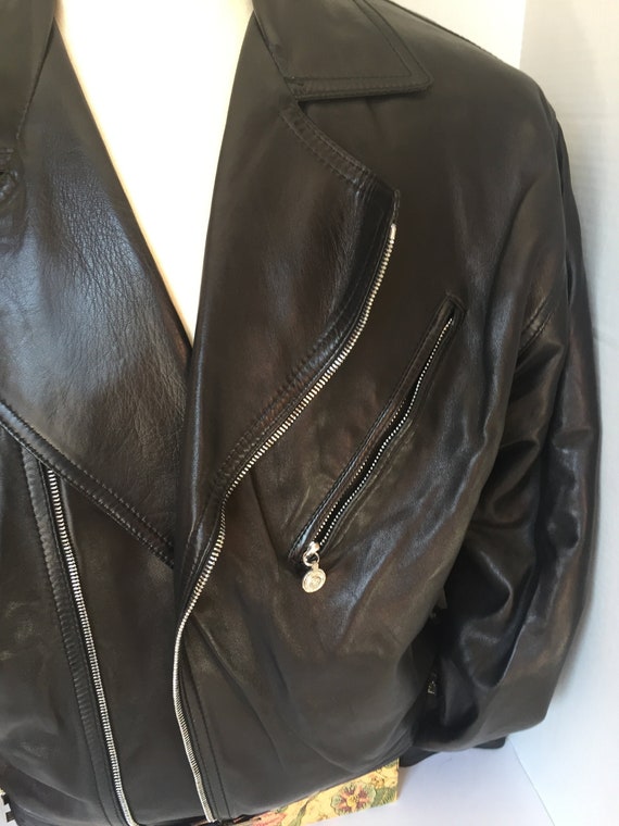 Gianni Versace Vintage Black Soft Leather Men