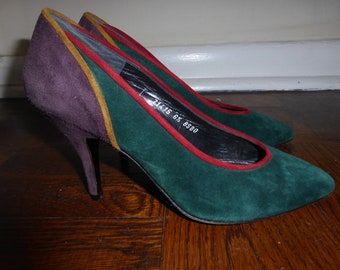 Mario Valentino Vintage Multi Color Sued Pump Shop