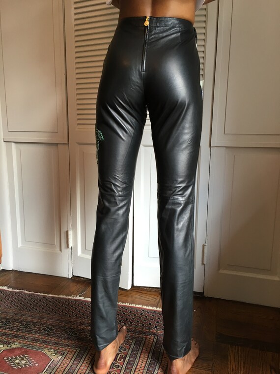 Gianni Versace Vintage Leather Ladies Pants with … - image 7