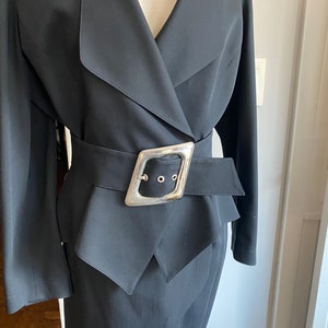 Thierry Mugler Iconic Vintage Black Gabardine  2 pieces Skirt  Suit - Asymmetric Jacket bottom- Truly Museum piece