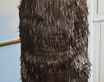 Gianni Versace Iconic Vintage Metallic Gold leather Fringe Skirt