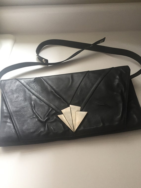 RARE  Gianni Versace Lambskin Navy Blue  Pochette 